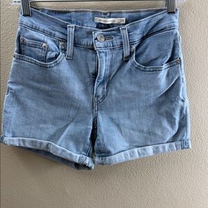 Levi's Light Blue Cuffed Denim Shorts